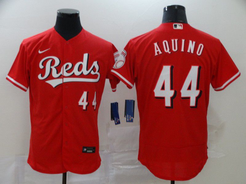 Men Cincinnati Reds #44 Aquino Red Nike Elite MLB Jerseys